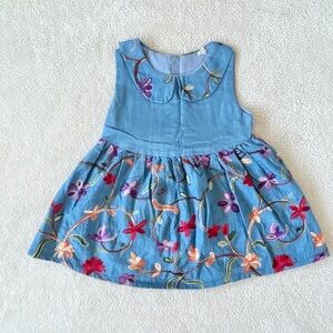 Toddler Collared Blue Floral Dress, Size 2T